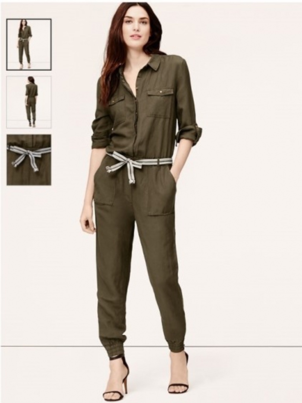 LOFT Long Sleeve Cargo Utility Military Jumpsuit